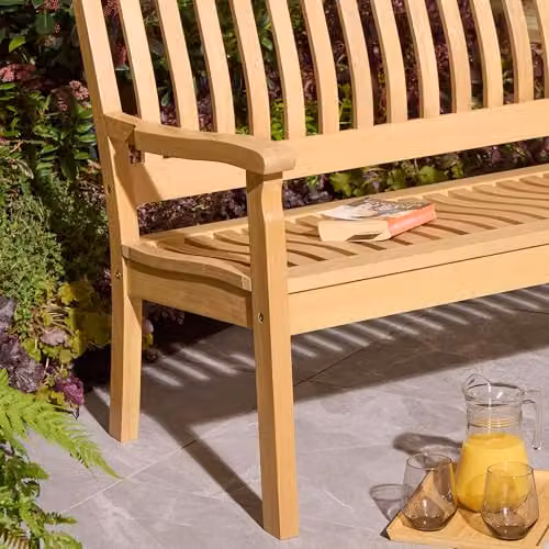 Rowlinson Hemsway 2 Seat Garden Bench in Brown Wood, W124 x D71 x H94 cm – 3