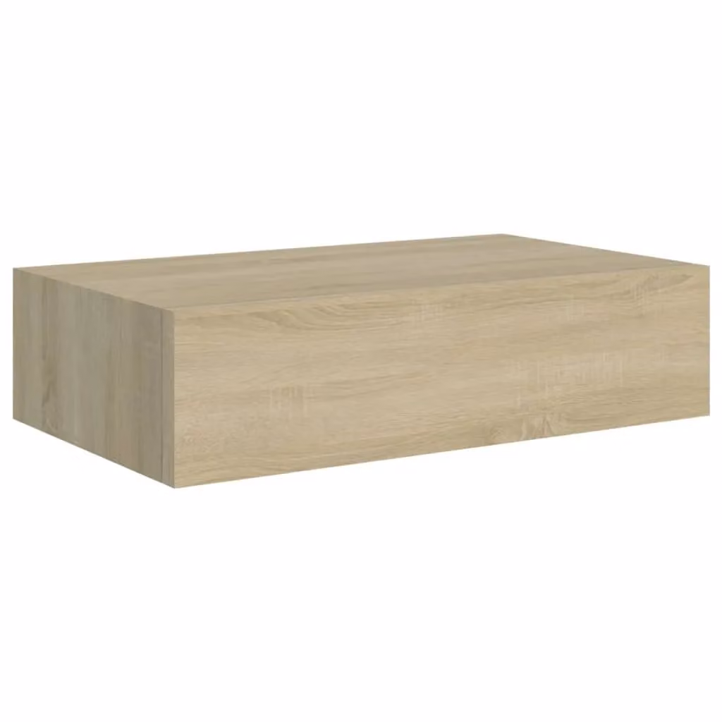 Berkfield Home Wall-mounted Drawer Shelves, 2 Piece Oak MDF Set in Brown, W: 40 cm, D: 23.5 cm, H: 10 cm – 3