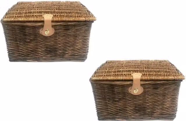 Topfurnishing Picnic Hamper Lidded Basket with Latch in Brown, Width: 34 cm