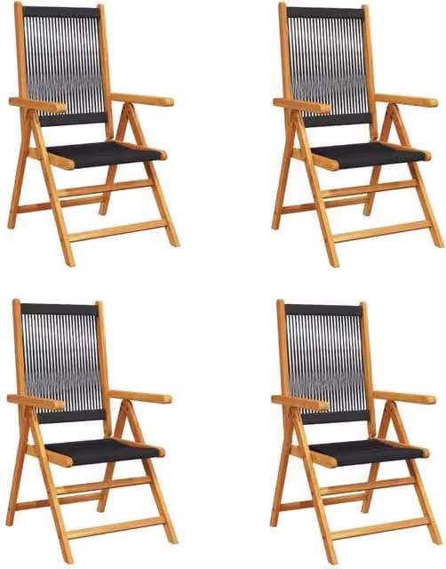 Berkfield Home Set of 4 Reclining Acacia Wood Garden Chairs in Black – 1