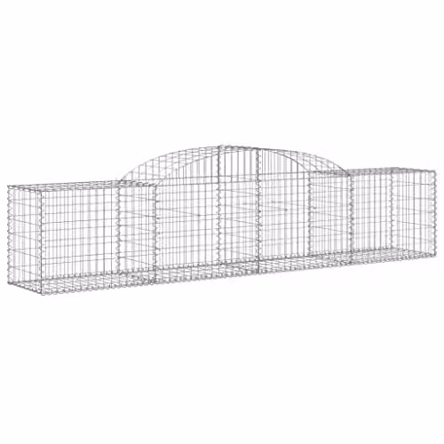 vidaXL Arched Gabion Baskets, 3 Pieces, Silver Galvanised Steel, W: 300 cm, D: 50 cm, H: 60/80 cm