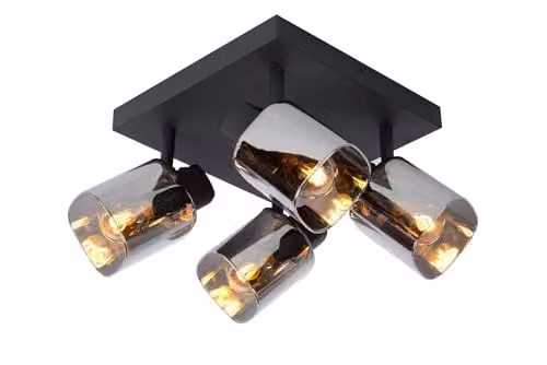 Lucide Alion Dimmable Modern Ceiling Spotlight in Black with 4 x E14 Sockets
