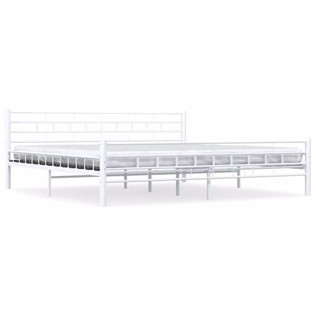 Berkfield Home Classic Metal Bed Frame in White, W/D/H: 200 x 200 cm – 2