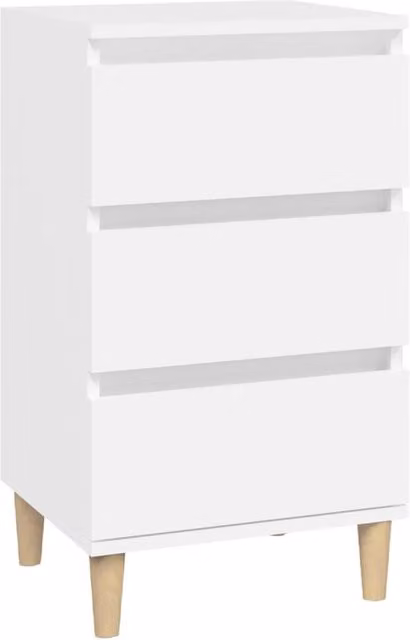 Berkfield Home White Bedside Cabinet in Engineered Wood, W/D/H: 40 x 35 x 70 cm