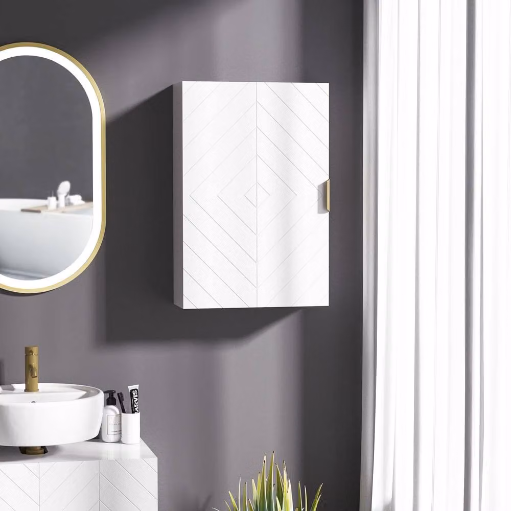 Wyld Haus Miviano Wall Mounted Over Toilet Bathroom Cabinet in White and Gold with Adjustable Shelves, W/D/H: 60 x 40 x 15 cm – 3