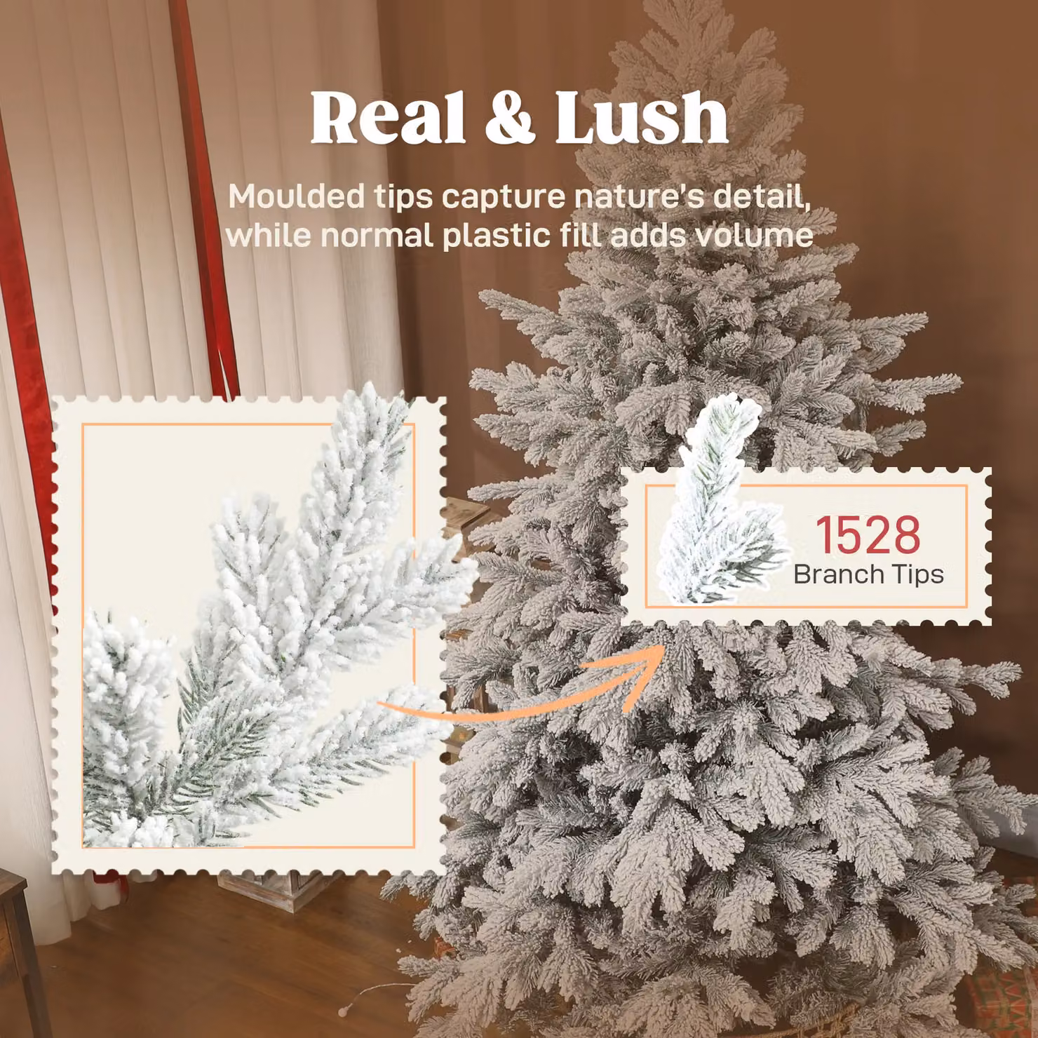 HOMCOM 6ft Green Artificial Hinged Christmas Tree with Snow – 4