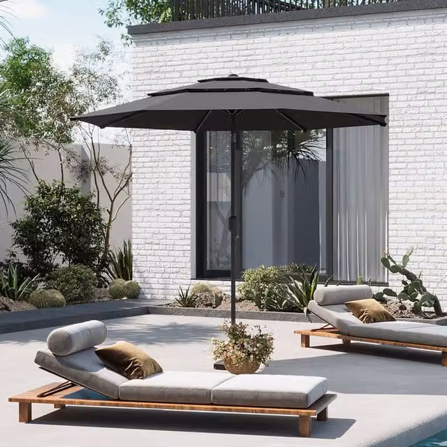 Breeins 3 Tier Cantilever Parasol in Dark Grey