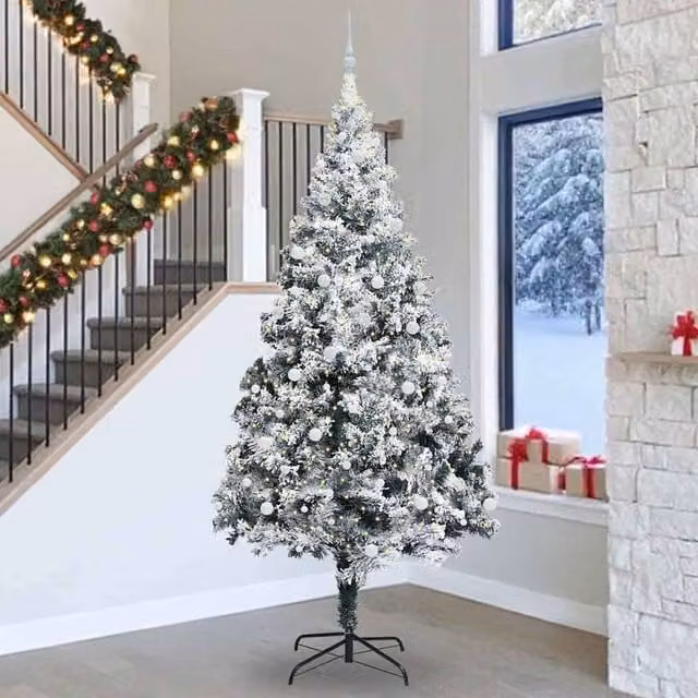 Berkfield Home White PVC Christmas Tree with 300 LEDs and Stand, Height: 300 cm – 1