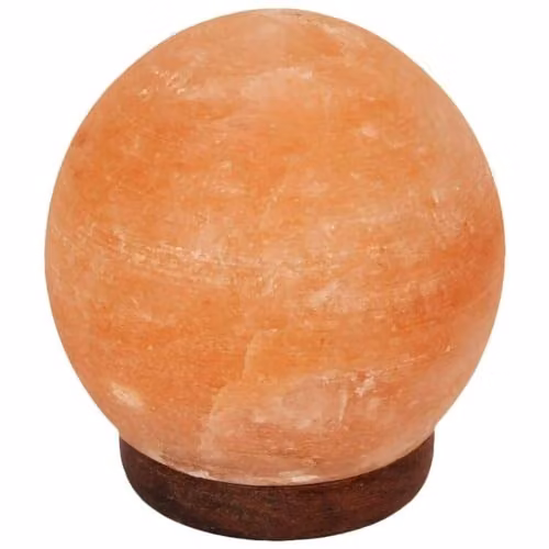 Hestia Pink Himalayan Rock Salt Sphere Table Lamp with Wood Base, Diameter: 12.7 cm – 1