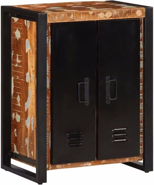 Berkfield Home Multicolour Reclaimed Solid Wood Sideboard in Black, W/D/H: 55 x 35 x 70 cm – 1
