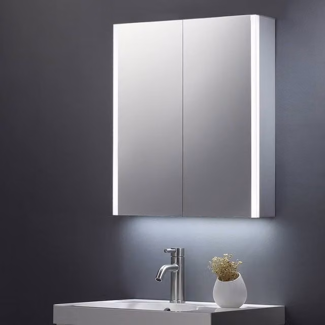Bathroom Kingdom Beau Illuminated LED Mirror Cabinet in Silver W/D/H: 60 x 0 x 70 cm