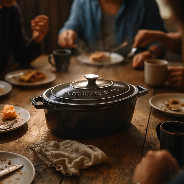 Argon Tableware Pack of 2 Oval Cast Iron Casserole Dishes, 4.68L, Slate Grey