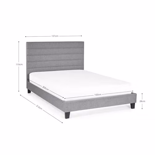 Julian Bowen Merida Upholstered Fabric Bed Frame in Grey, W/D/H: 140 x 200 x 115 cm – 2