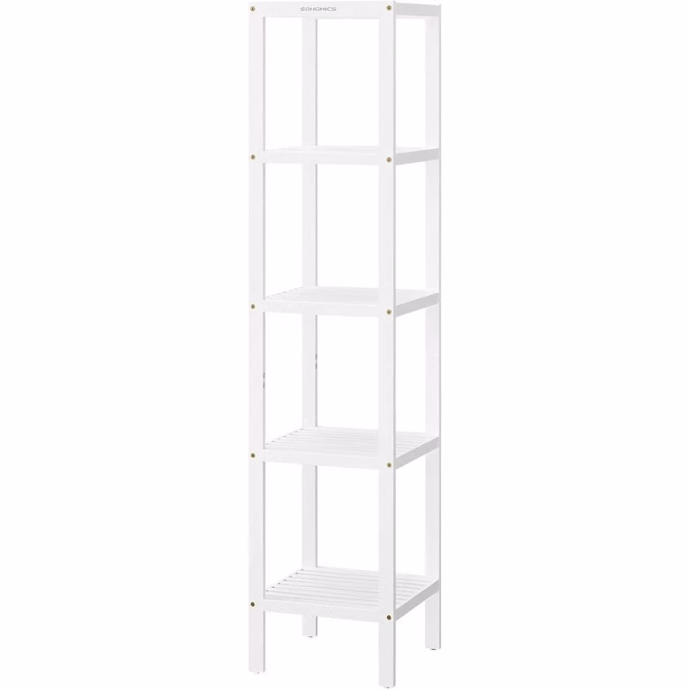 The Bazaarist 5 Tier Freestanding Bamboo Storage Shelf in White – 2