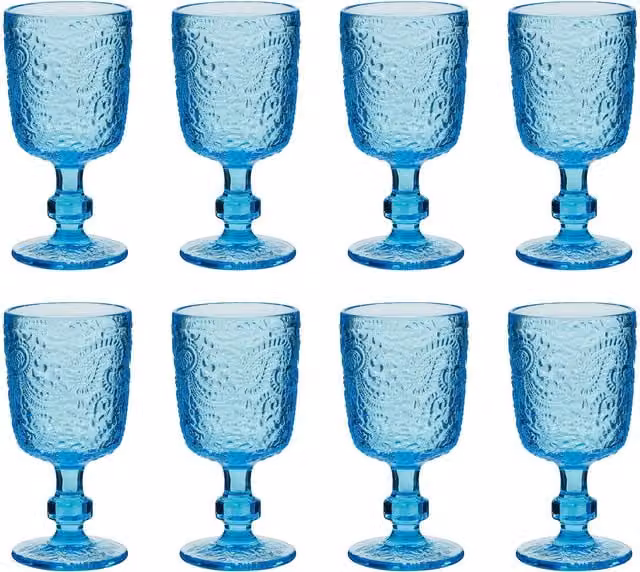 Dibor Set of 8 Blue Luxury Glass Wine Goblets, 300ml per glass – 1