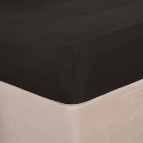 OHS Plain Dyed Non-Iron Microfibre Fitted Bed Sheet, Single, Black or Grey, W/D/H: 90 x 190 cm
