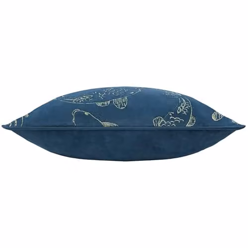 Paoletti Koi Pond Embroidered Velvet Cushion in Blue, W/D/H: 50 x 50 x 50 cm – 2