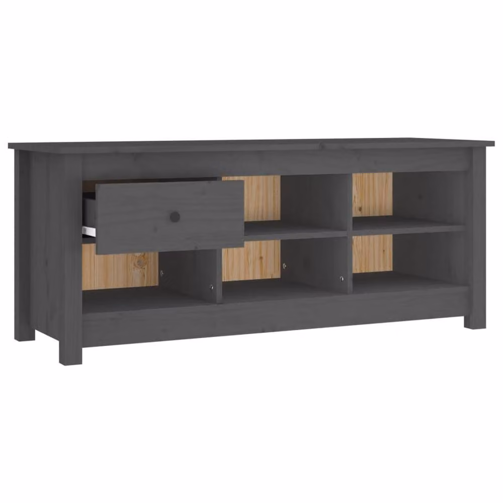 Berkfield Home Grey Solid Wood Pine Shoe Cabinet W/D/H: 110 x 38 x 45.5 cm – 3