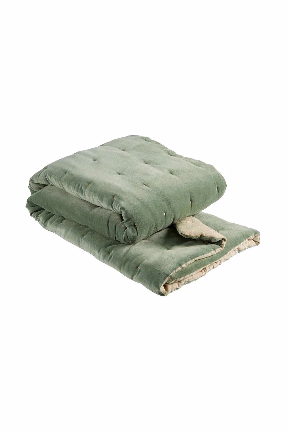 Christy Jaipur Quilted Cotton Velvet Throw in Green, W: 140 cm, D: 200 cm – 2