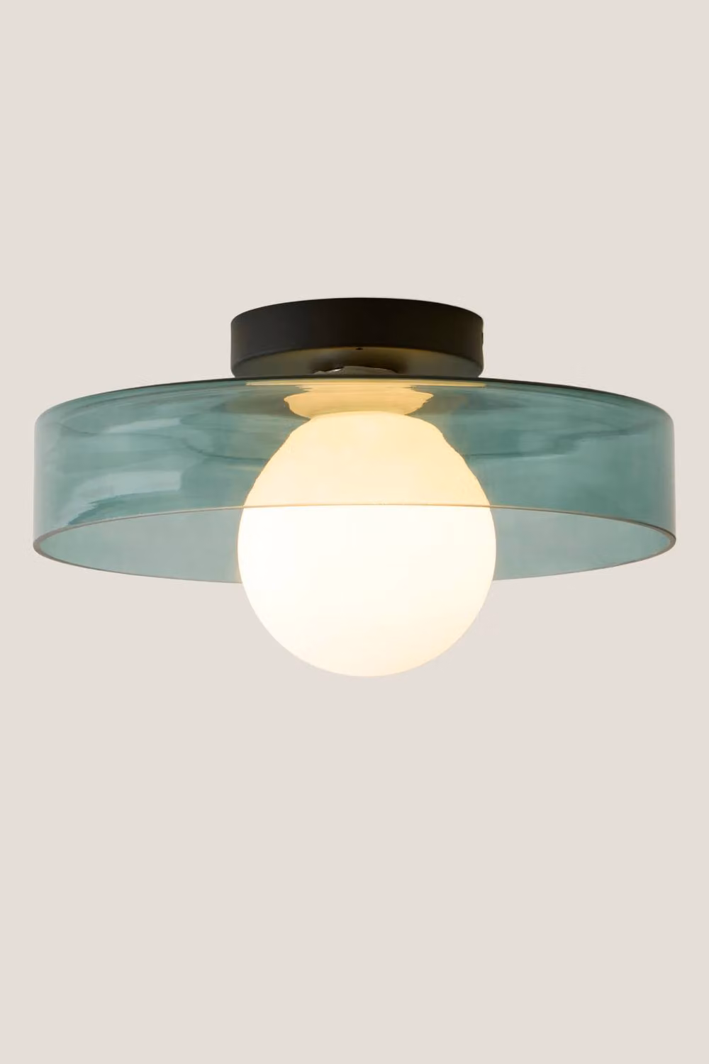 ValueLights Newbury Glass IP44 Modern Sphere Ceiling Light with Bulb in Green and Gold/Brass – 3