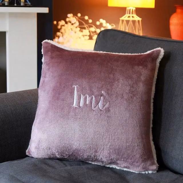 Duncan Stewart Personalised Sherpa Style Square Cushion, Purple, W/D/H: 45 x 45 x 45 cm – 2