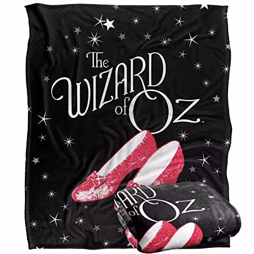 LOGOVISION The Wizard of Oz Black White and Red Ruby Slippers Super Soft Fleece Throw Blanket W/D/H: 152 x 127 x 1 cm