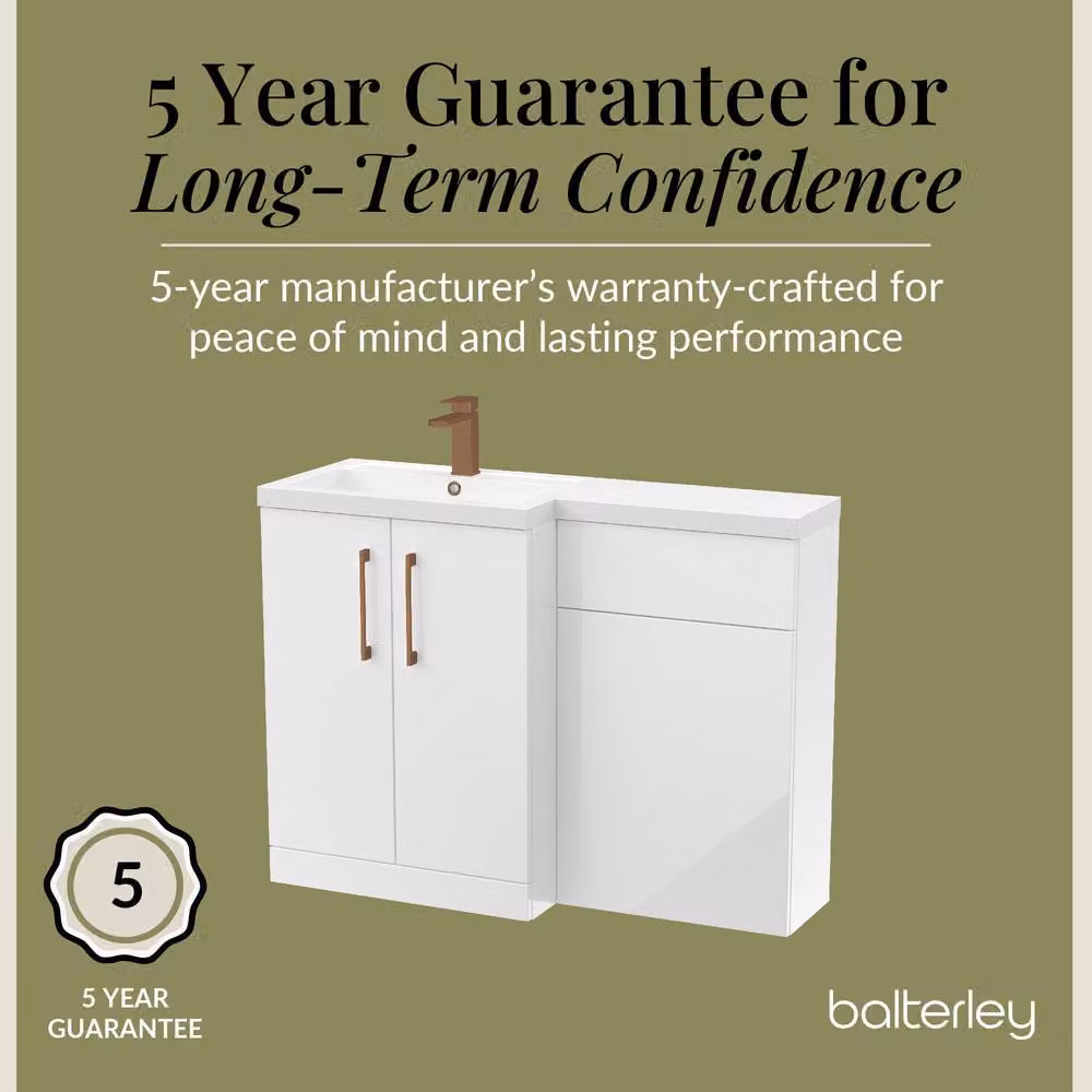 Balterley Gloss White Left-Hand Vanity and WC Unit Combination, W: 110 cm, H: 84 cm – 2