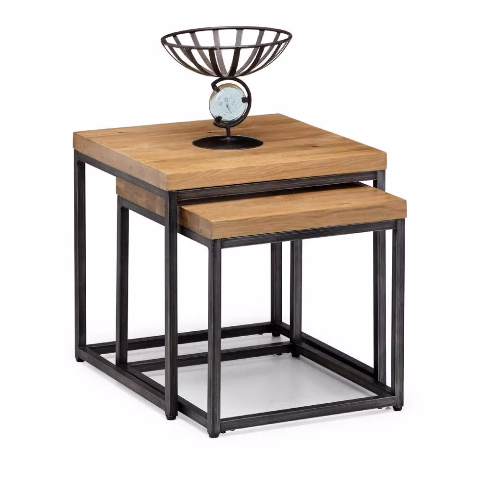 Cheshire Lomond Nesting Lamp Tables in Oak and Gunmetal – 2