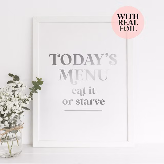 Sweet Little Gems Minimalist Typography Kitchen Print in Silver and Gold