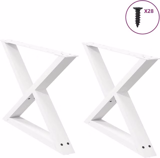 Berkfield Home Steel Coffee Table Legs, 2 Pieces, White, H: 70 cm, W: 42-43.3 cm