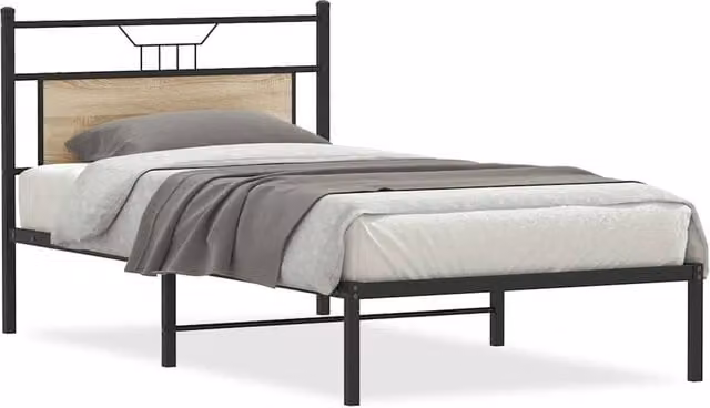 Berkfield Home Sonoma Oak Bed Frame in Brown, Engineered Wood, W/D/H: 100 x 190 cm – 1