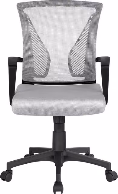 Yaheetech Adjustable Swivel Office Task Chair with Armrests and Castors, Grey Fabric