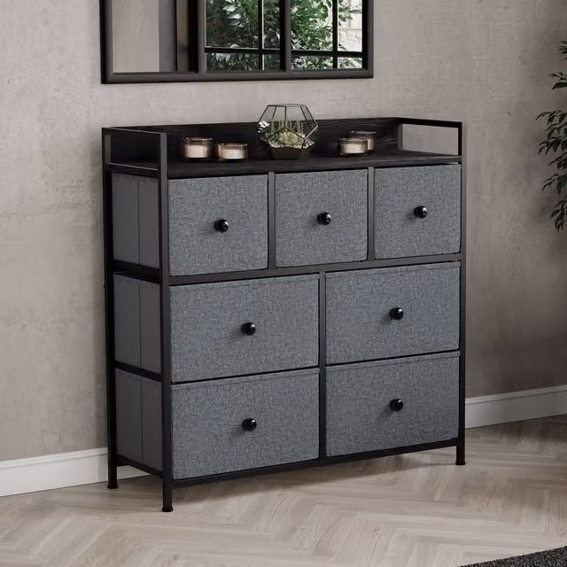 Vida Designs Modern Grey and Black Metal Freestanding Bedroom Chest of Drawers