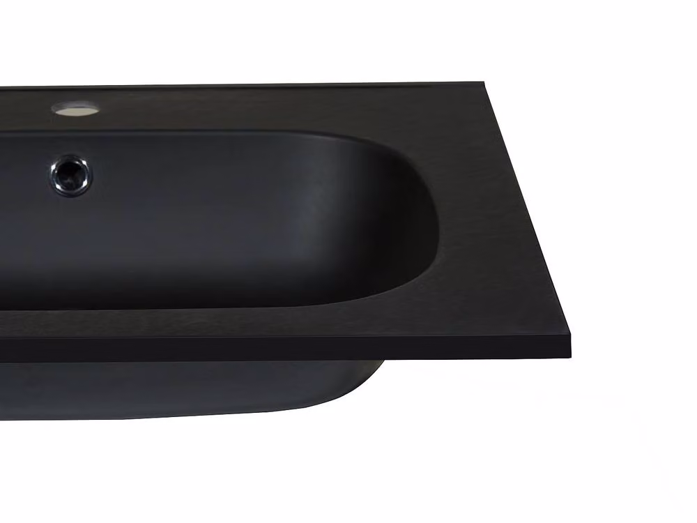 OKIWA Recessed Rectangular Resin Basin in Black, W: 80 cm, D: 46 cm, H: 14.5 cm – 4