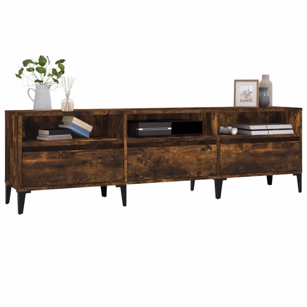 Berkfield Home Classic TV Cabinet in Smoked Oak Brown, W/D/H: 150 x 30 x 44.5 cm – 3