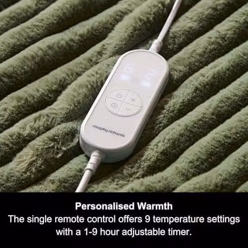 Morphy Richards EverCosy Luxury Striped Fleece Electric Heated Throw, Green, W/D: 160 x 130 cm – 9