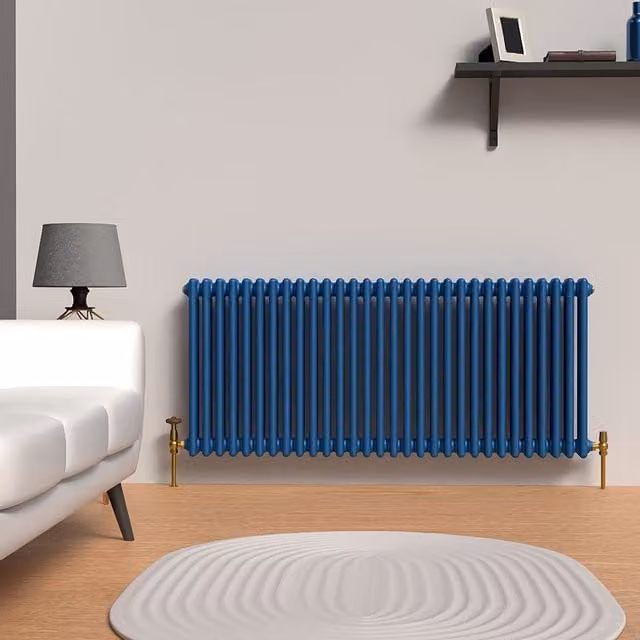 Lux Heat Horizontal Column Radiator in Galaxy Blue, H 137 cm x W 60 cm