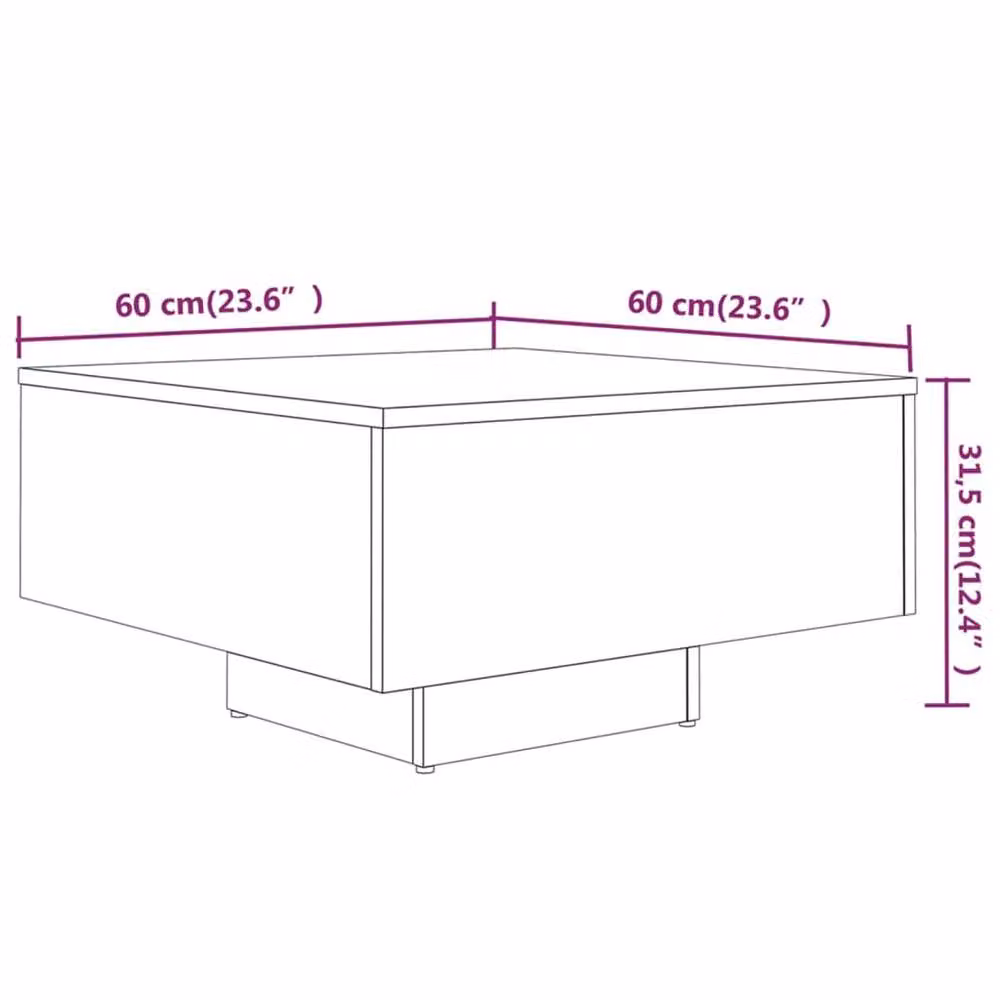 Berkfield Home Square Coffee Table in Smoked Oak Brown, W: 60 cm, D: 60 cm, H: 31.5 cm – 3