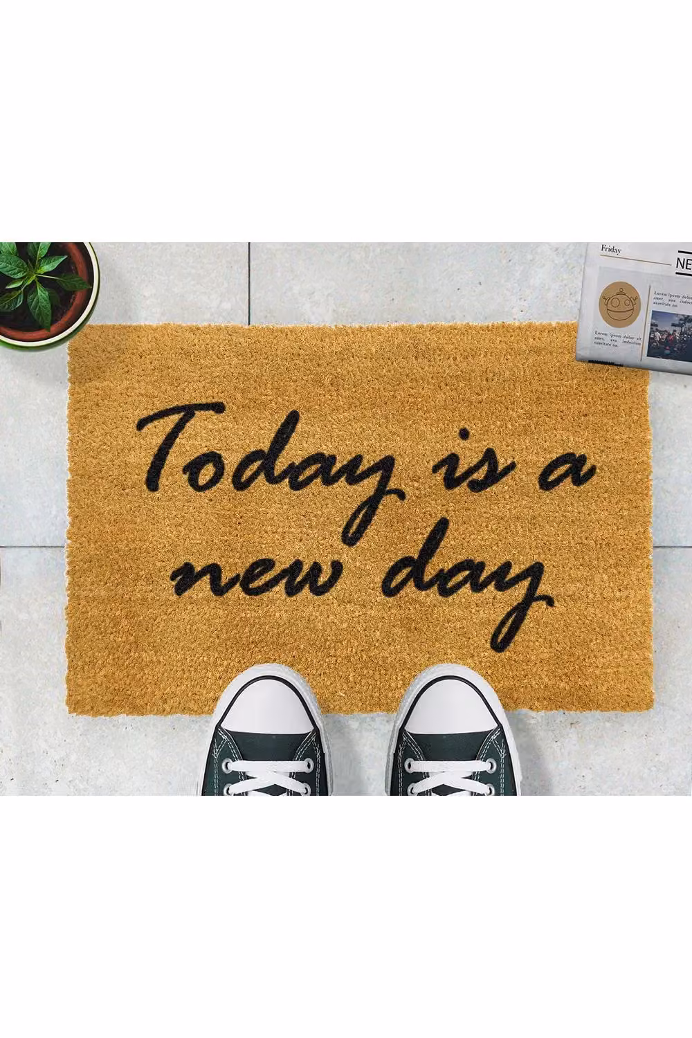 Artsy Mats Today is a New Day Coir Doormat, Black and Brown, W: 60 cm, D: 40 cm – 2