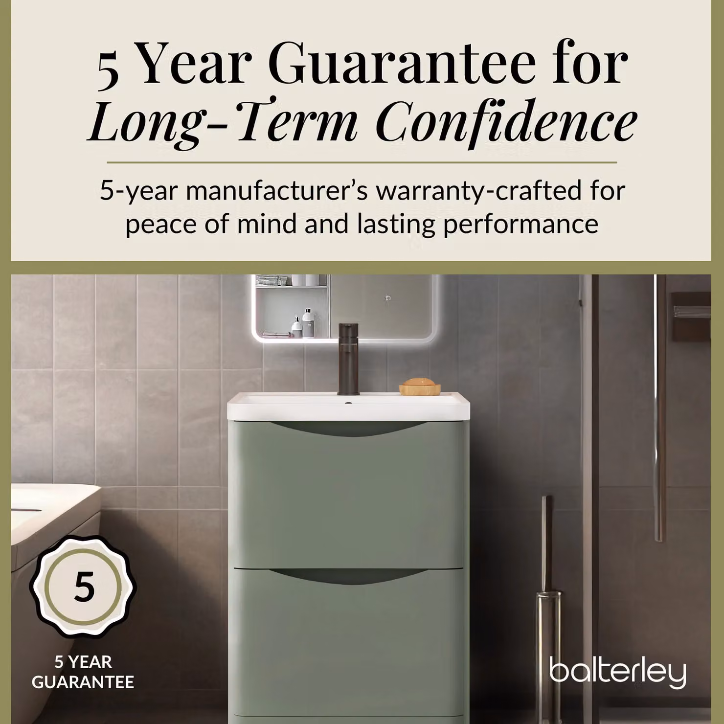Balterley 2 Drawer Bathroom Vanity Unit and Basin, Green – 3