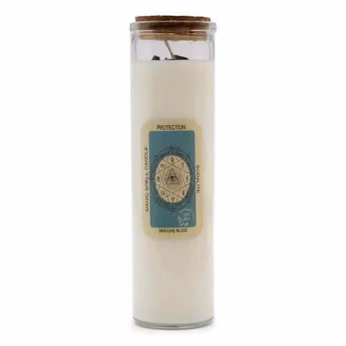 KDMD Magic Spell Protection Candle in White with Crystals