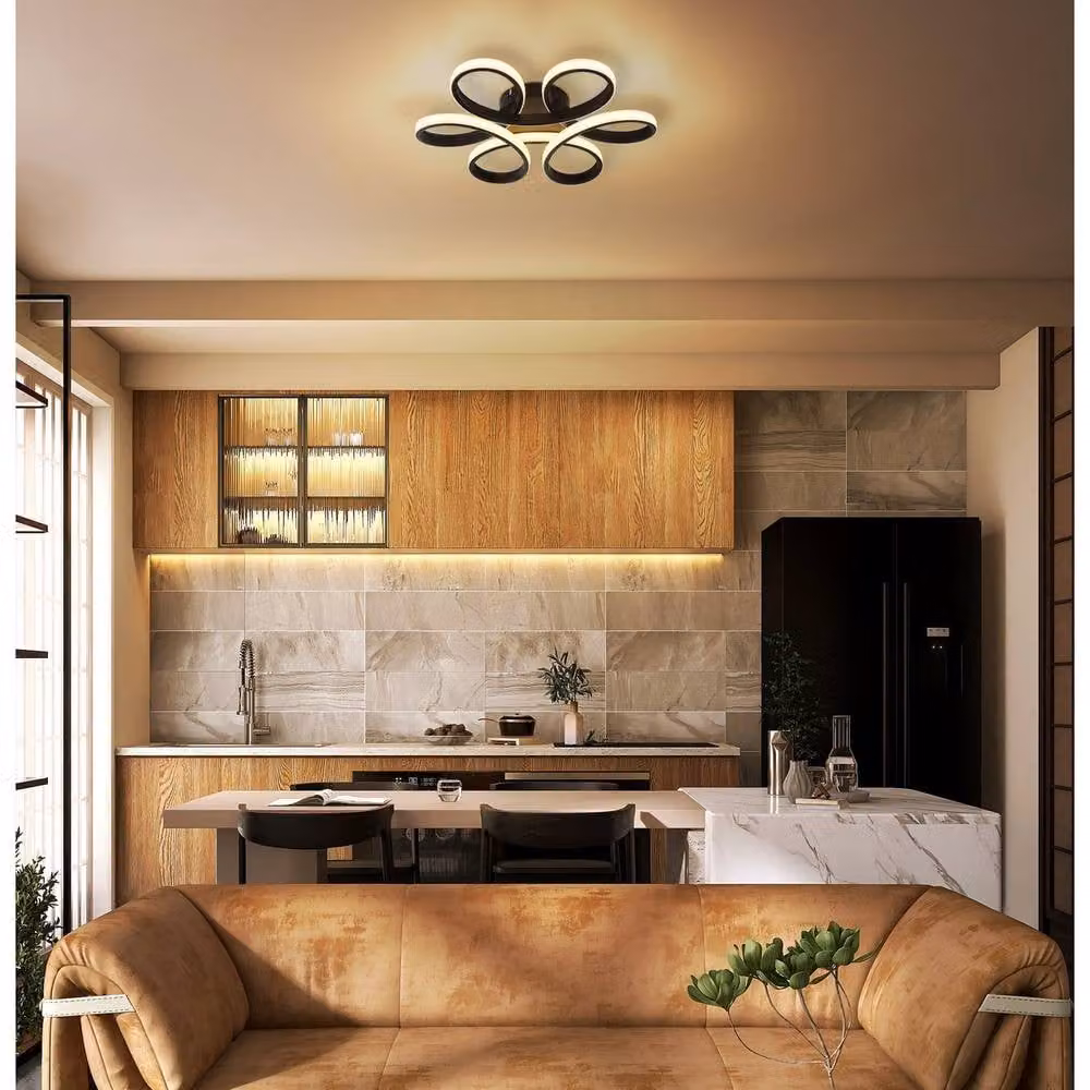 Netlighting Orbita Semi Flush Ceiling Light Matt Black LED 3000K Warm White – 1
