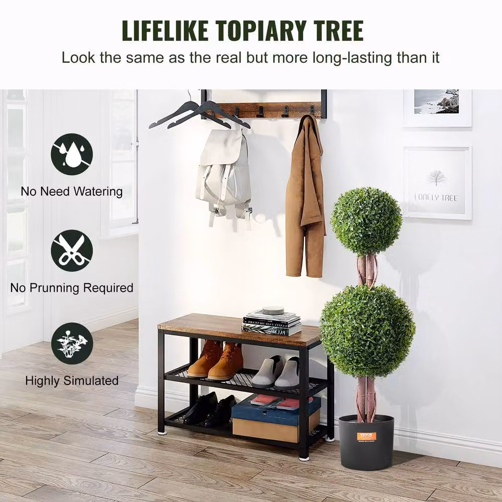 VEVOR Lush Faux Boxwood Topiary Tree, UV Rated Plastic Set in Green, Height: 91.44 cm – 2