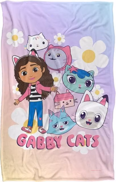 NBCU Gabby's Dollhouse Gabby Cats Rainbow Super Soft Throw Blanket, Multicolour, Small – 1