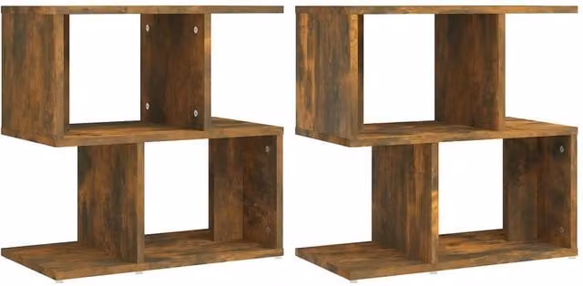 Berkfield Home Set of 2 Modern Smoked Oak Bedside Cabinets in Brown, W/D/H: 50 x 30 x 51.5 cm