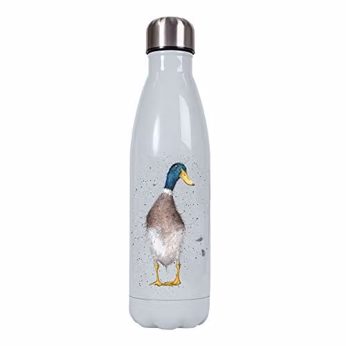 Wrendale Designs Guard Duck Reusable Stainless Steel Vacuum Insulated Water Bottle, 500ml, White/Multicolour – 1