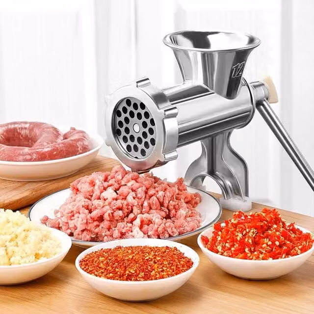 Komore Manual Aluminium Alloy Kitchen Meat Mincer - Silver