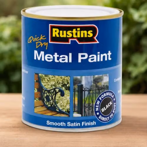Rustins Quick Drying Water Based Metal Paint, Satin Gloss Black, 500 ml – 4
