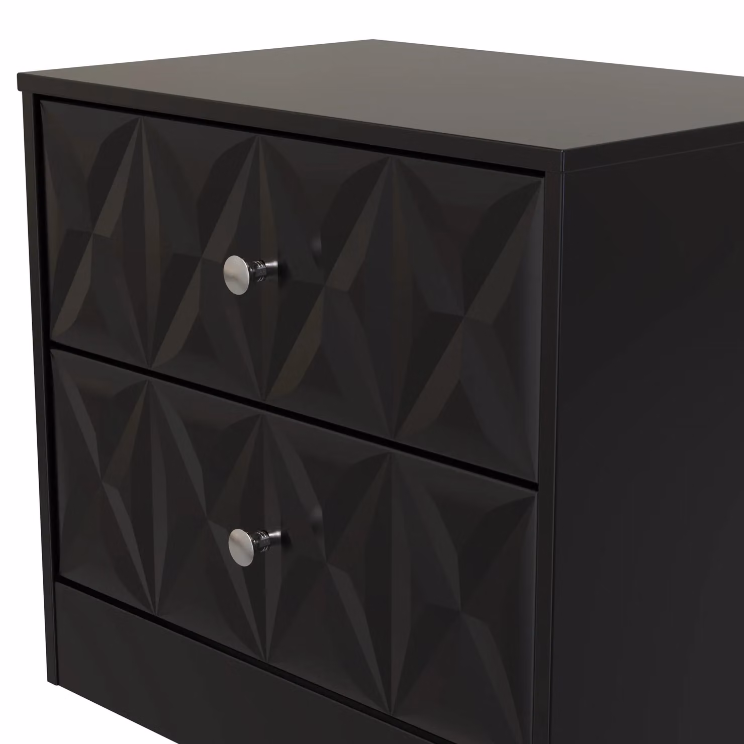 Ready Assembled 2 U Memphis 2 Drawer Side Table in True Black – 3