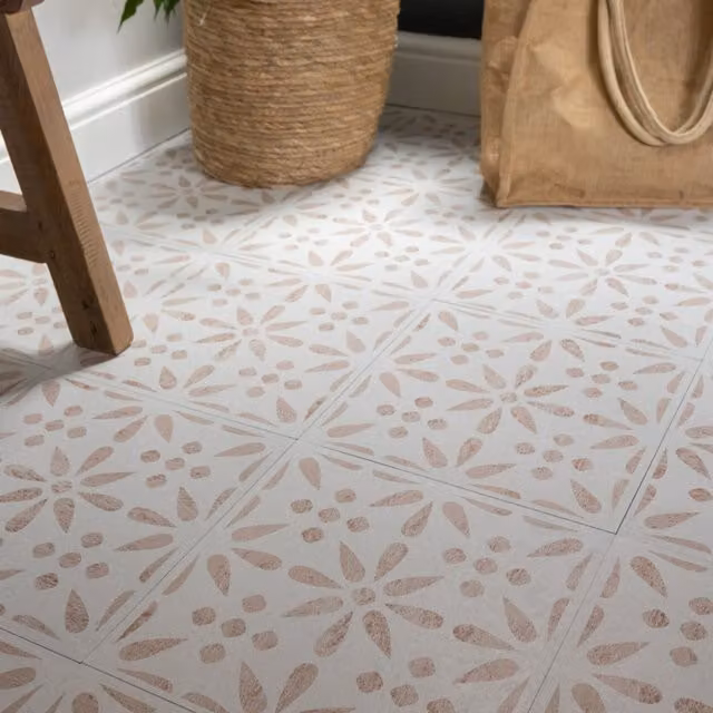 d-c-fix Vintage Floral Self-adhesive Vinyl Floor Tiles in Multicolour Tile Look